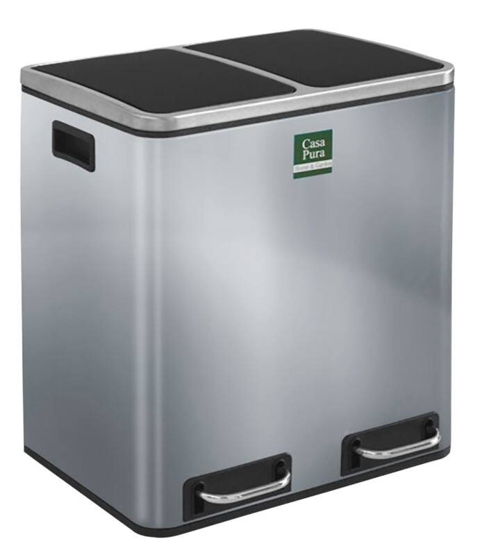 Casa Pura Felix Treteimer 30 L Silber Edelstahl, PP (Polypropylen) 2 x 15 Liter