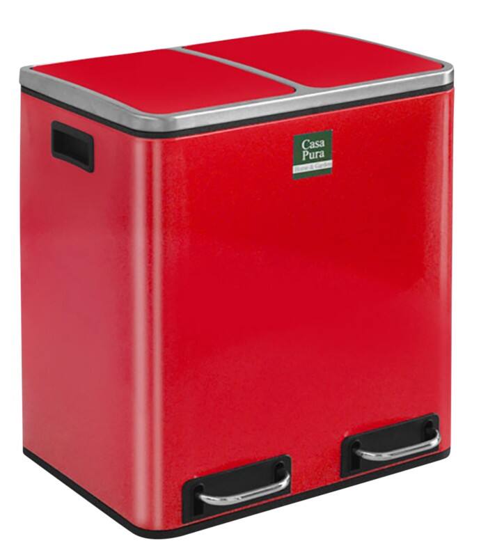 Casa Pura Felix Treteimer 30 L Rot Edelstahl, PP (Polypropylen) 2 x 15 Liter