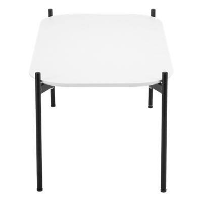 Paperflow Rechteckiger Beistelltisch Weiße Tischplatte Schwarzer Rahmen 4 Beine Meet 750 x 500 x 400 mm
