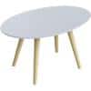 Paperflow Ovaler Tisch Weiße Tischplatte Buche Rahmen 4 Beine Scandi 650 x 400 x 350 mm