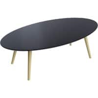 Paperflow Ovaler Tisch Schwarze Tischplatte Buche Rahmen 4 Beine Scandi 1150 x 600 x 350 mm