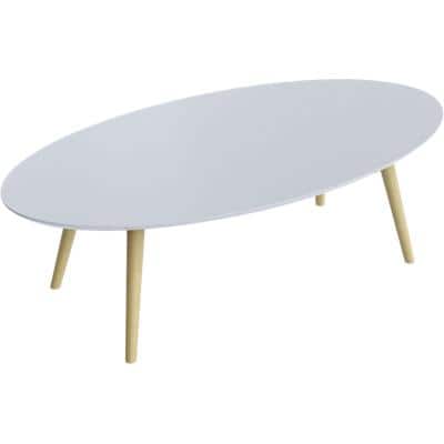 Paperflow Ovaler Tisch Weiße Tischplatte Buche Rahmen 4 Beine Scandi 1150 x 600 x 350 mm