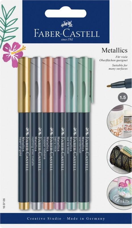 Faber-Castell Metallics Permanentmarker  Mittel Rundspitze  - 1,5 mm Farbig sortiert 4 Stück