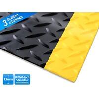 etm Anti-Ermüdungsmatte Heavy-Duty Diamond PVC, Vinyl Schwarz, Gelb 900 x 1500 mm