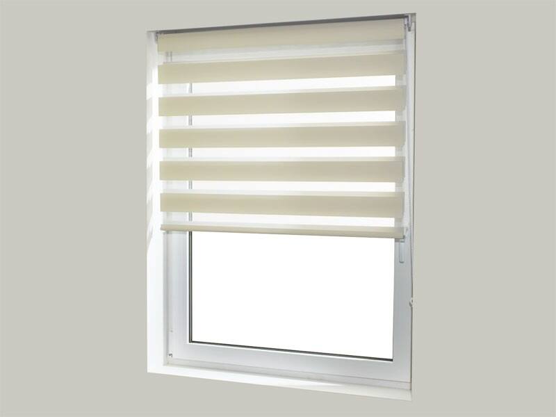 Casa Pura Sichtschutzrollo Mini Day & Night Polyester, Aluminium Creme 800 x 1500 mm