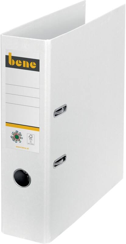 Bene No.1 Breit Ordner A4 80 mm Weiß 2 Ringe 301400WS Pappkarton Glatt Hochformat Recycled
