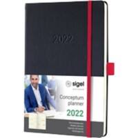 Sigel Buchkalender C2109 2022 A6 1 Woche/2 Seiten Papier Rot, Schwarz