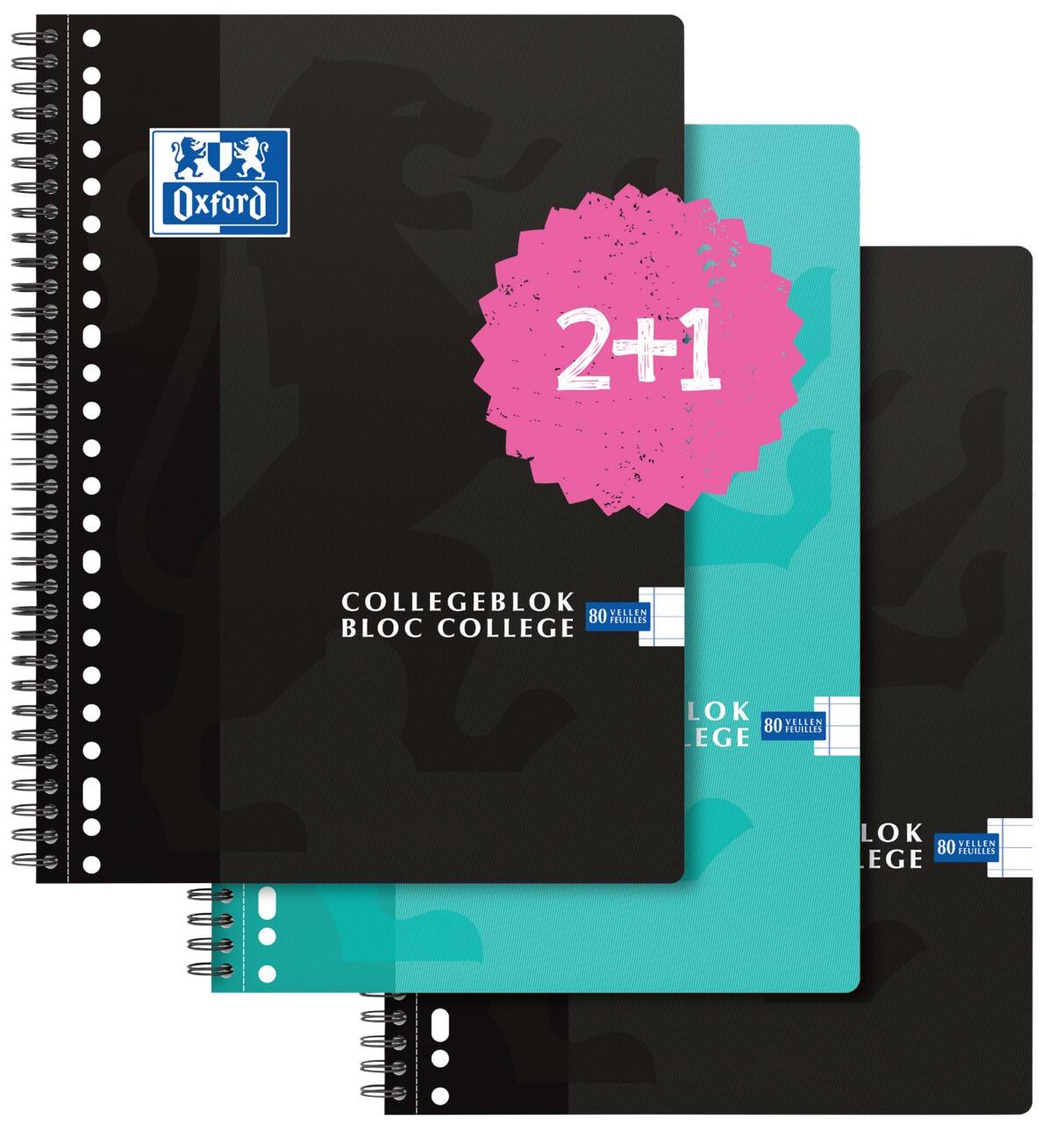 OXFORD College Block Aqua, schwarz liniert A4+ 22 x 29