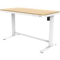 Euroseats Sitz-Stehschreibtisch Kunststoff Weiß Eiche 602 x 1202 mm – 720 x 1210 mm