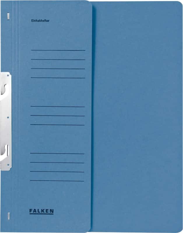 Falken Hakenmappe halber Deckel und kfm. Heftung DIN A4 Blau Karton