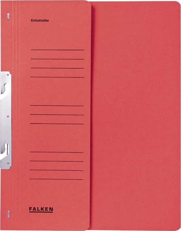 Falken Hakenmappe halber Deckel und Verschlussmittelchansim DIN A4 Rot Karton