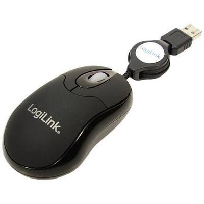 LogiLink Optische USB Mini Kabelgebundene Maus 0.7 m Kabel Schwarz
