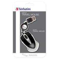 Verbatim Go Mini 49020 Optische USB Mini Kabelgebundene Maus Beidhändig 0.8 m Kabel Schwarz, Silber