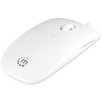 Manhattan Optische USB Kabelgebundene Maus Beidhändig 1.2 m Kabel Weiß