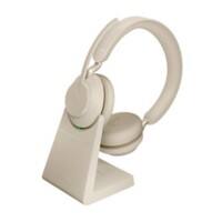 Jabra Evolve2 65 MS Kopfhörer Stereo Kabellos Kopfbügel Noise Cancelling Beige mit Mikrofon Bluetooth USB-A