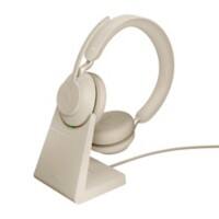 Jabra Evolve2 65 MS Kopfhörer Stereo Kabellos Kopfbügel Geräuschunterdrückung mit Mikrofon Beige mit Mikrofon Bluetooth USB-C