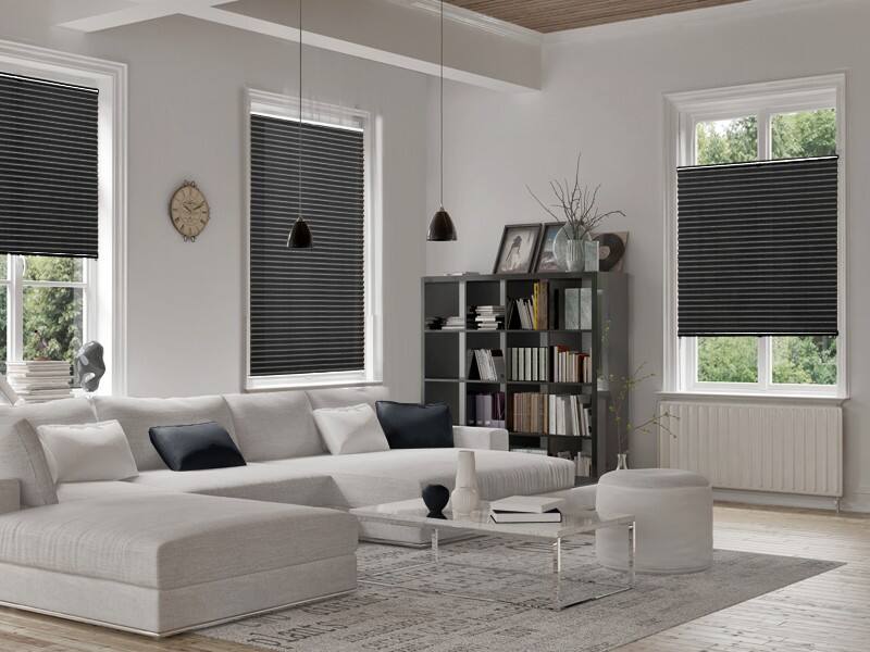 Casa Pura Plissee Magic Polyester, lackiertes Aluminium Schwarz 650 x 2000 mm