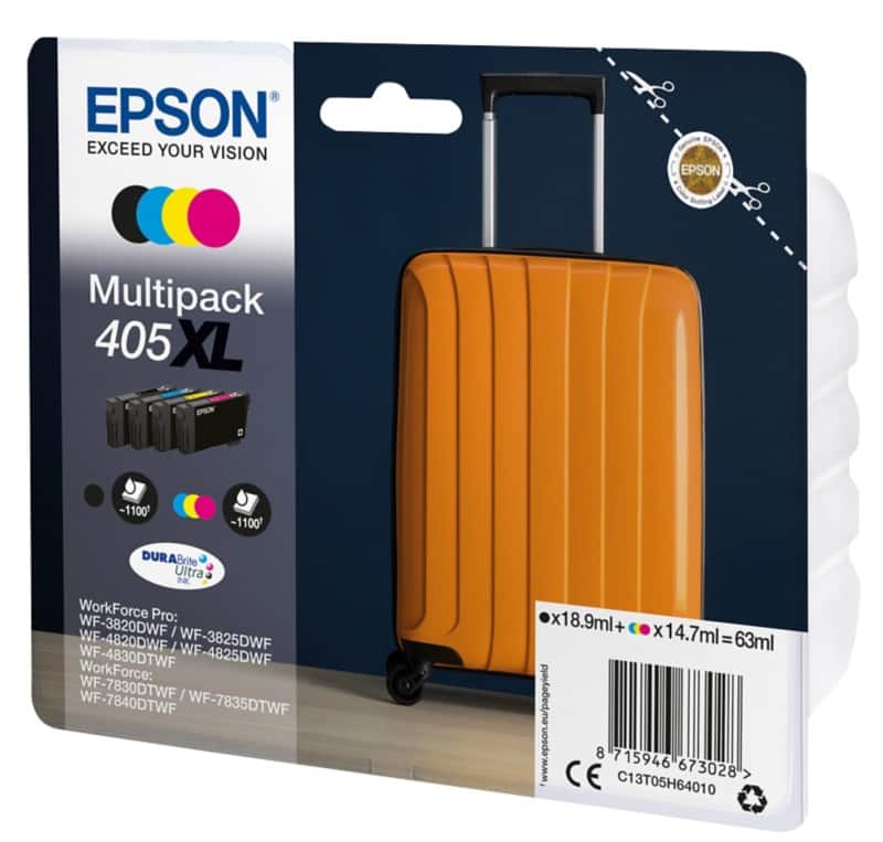 Epson 405XL Original Tintenpatrone C13T05H640 Schwarz, Cyan, Magenta, Gelb Multipack 4 Stück