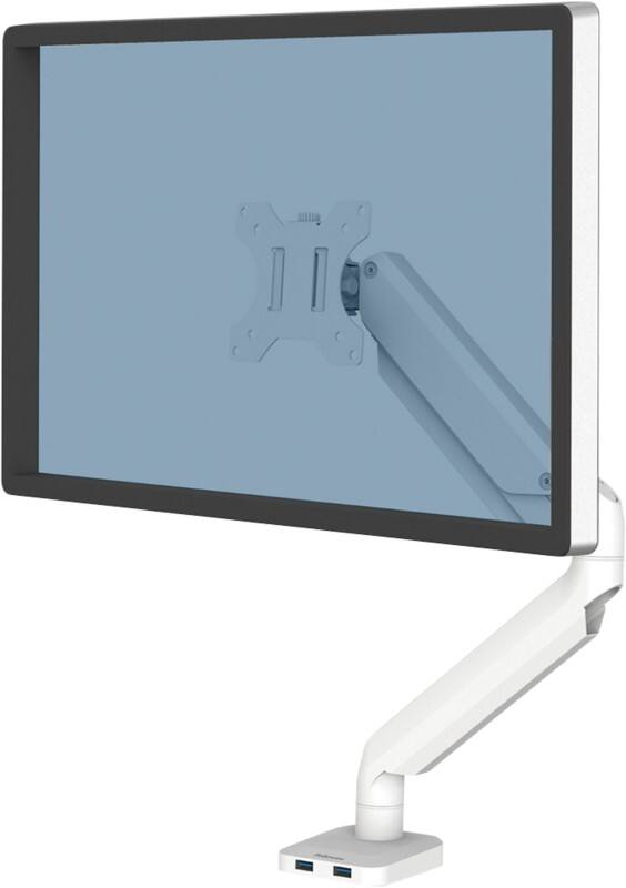 Fellowes 8056201 Platinum Series Monitorarm mit Gasfeder 2 USB-Anschlüsse Weiß