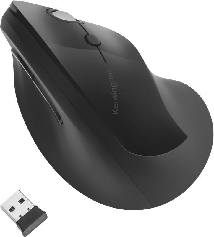 Kensington Pro Fit Kabellose Ergonomische Vertikale Maus K75501EU Optisch Für Rechtshänder USB-A Nano Receiver Schwarz