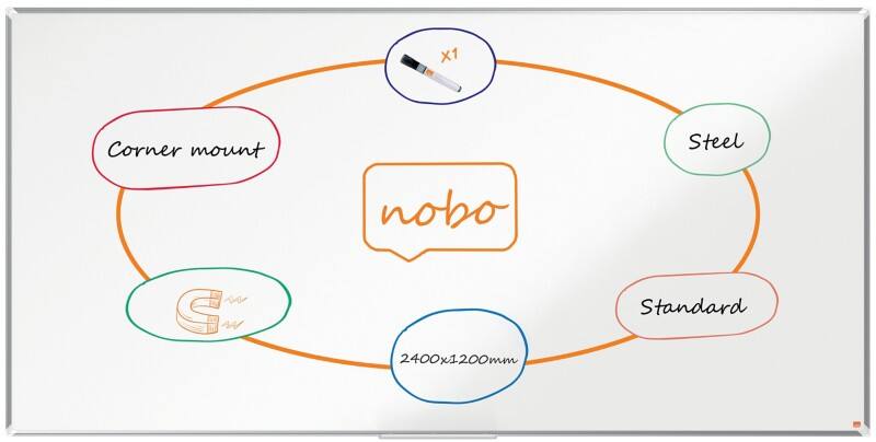 Nobo Premium Plus Whiteboard 1915163 Wandmontiert Magnetisch Lackierter Stahl 240 x 120 cm