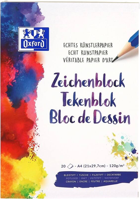 OXFORD Zeichenblock Blanko Perforiert DIN A4 21 x 29,7 cm 40 Blatt