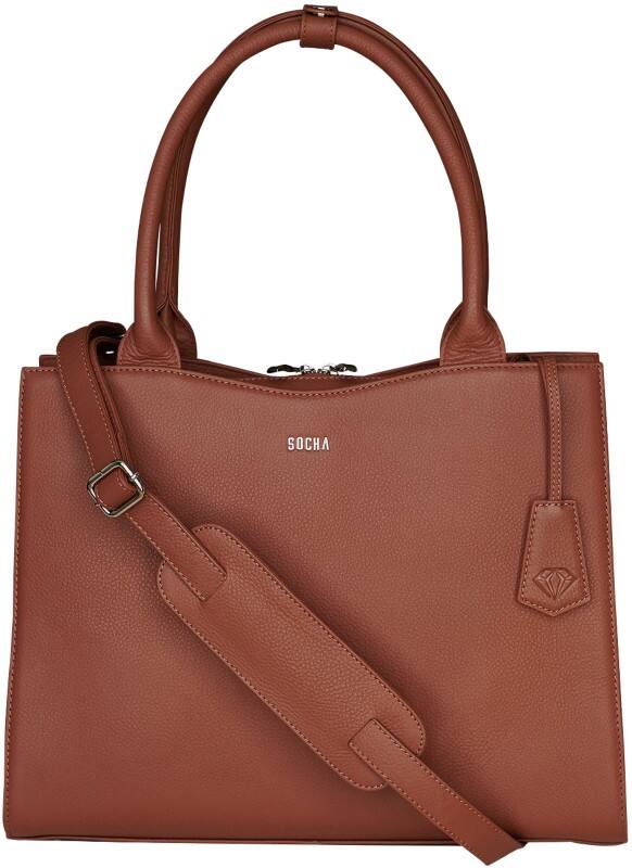 SOCHA Laptoptasche Diamond 14 " Leder Cognac 39 x 12 x 29 cm