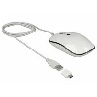 DeLOCK Optische USB Kabelgebundene Maus Beidhändig 1.5 m Kabel Weiß