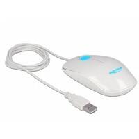 DeLOCK Optische USB Kabelgebundene Maus Beidhändig Glänzendes 1.3 m Kabel Weiß