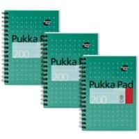 Pukka Pad Notizbuch Metallic Jotta A6 liniert Spirale gebundener Karton Hardback Grün perforiert 200 Seiten 3er-Pack