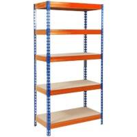 Office Marshal Metallregal Grizzly Blau, Orange 5 Fächer 1.800 x 1.200 x 450 mm