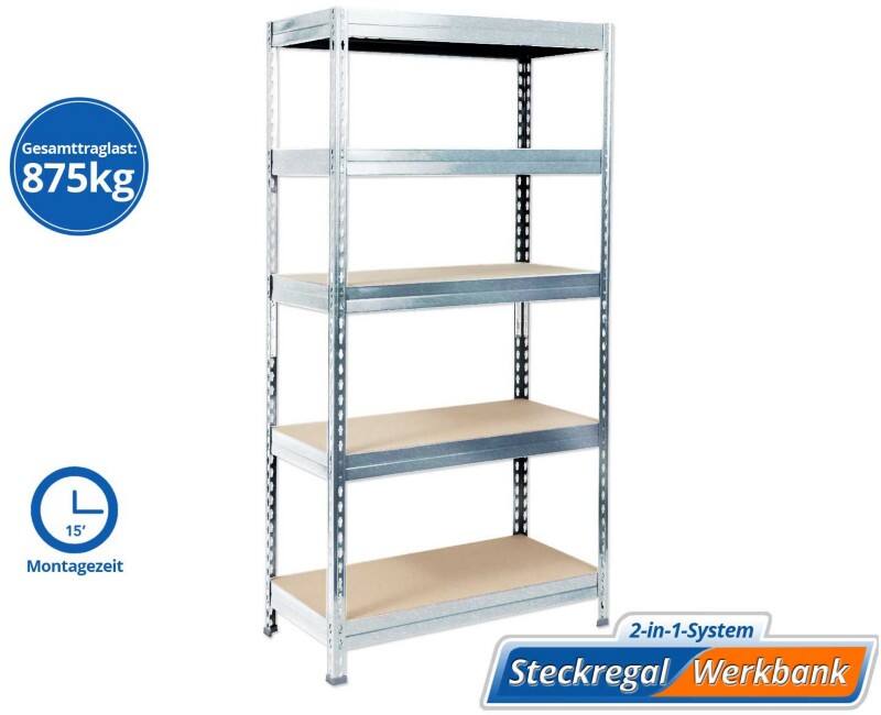 MAMMUT Schwerlastregal Verzinkt 5 Fächer 1.800 x 1.200 x 450 mm