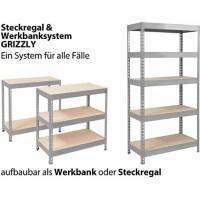 Office Marshal Schwerlastregal Grizzly Grau, Anthrazit 5 Fächer 1.800 x 900 x 450 mm