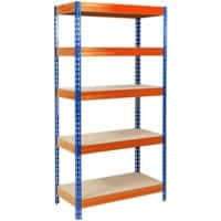 Office Marshal Metallregal Grizzly Blau, Orange 5 Fächer 1.800 x 900 x 450 mm