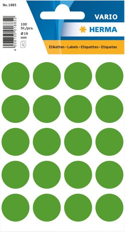 HERMA Markierungspunkte 1885 Haftend Grün 19 x 19 mm 10 Stück à 100 Etiketten