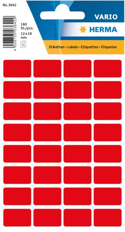 HERMA Mehrzwecketiketten 3642 haftend Farbig sortiert 1,2 x 1,8 cm 5 Blatt à 32 Etiketten