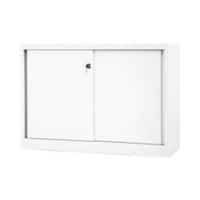 Bisley Schiebetürenschrank ECO, 1 Fachboden, 2 OH, Farbe verkehrsweiß, H 839 x B 1200 x T 430 mm