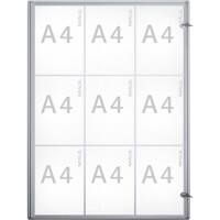 Maul MAULextraslim Abschließbarer Schaukasten Magnetisch 9 x A4 Zum Hängen Innen 71 (B) x 95,1 (H) cm Silber