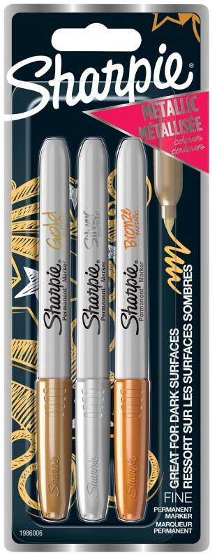 Sharpie Metallic Permanentmarker Fein Rundspitze 1 mm Färbig sortiert 3 Stück
