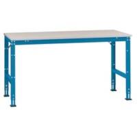 Manuflex Stationär Arbeitstisch UNIVERSAL Standard PVC, Stahl Brillantblau 1.500 x 800 mm