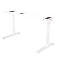 Rechteckiger Sitz-Stehschreibtisch Beine Weiß Stahl T-Fuß Beine Mattsilber Levado 1525,6 x 698,5 x 640-1257 mm