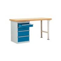 Manuflex Werkbanksystem Combi 1 Buchenholz, Stahl Brillantblau, Lichtgrau 2.000 x 700 x 840 mm