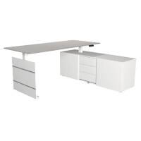 Kerkmann Move 3  Sitz-Stehschreibtisch 180x80x72-120cm Sideboard mit Sideboard 160x50x58cm Lichtgrau