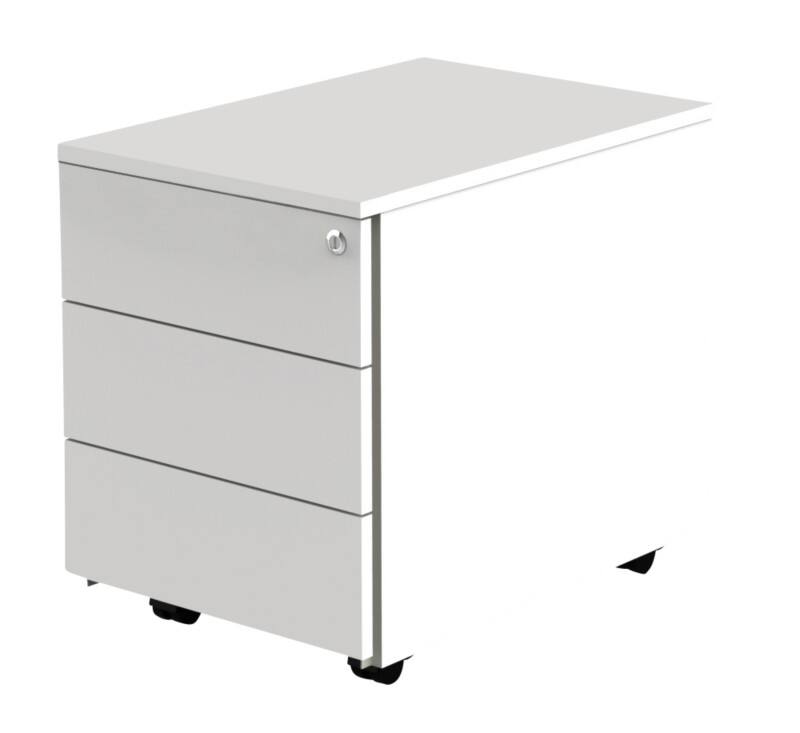 Kerkmann Holz Rollcontainer 3 Schübe Abschließbar 430 x 600 x 540 mm Weiß