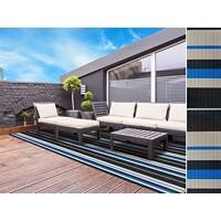 Outdoor-Teppich Casa Pura Ravenna Blau, Grau, Schwarz Vinyl, Polyester 1200 x 1800 mm