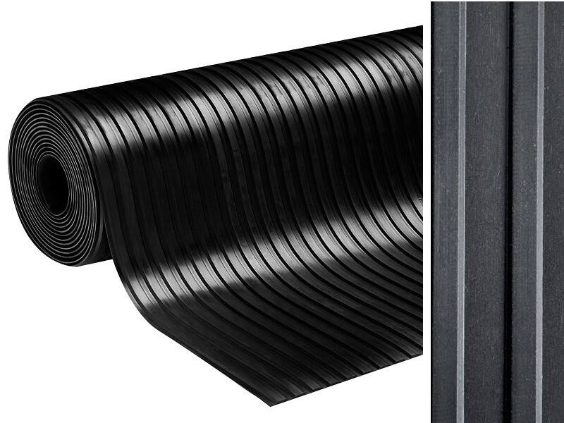 Gummiläufer etm Schwarz SBR-Gummi Breit gerippt 1000 x 5000 mm