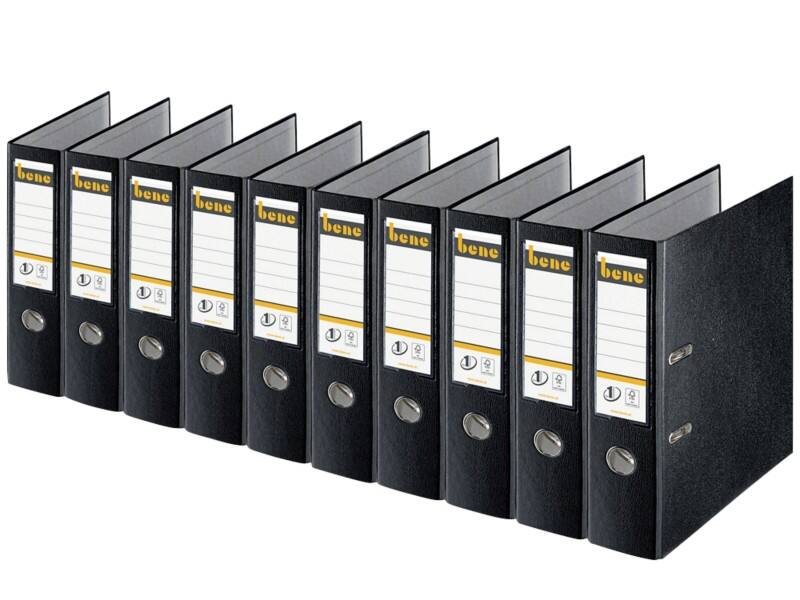 Bene No.1 Power Ordner Breit DIN A4 80 mm Schwarz 2 Ringe 291400SW Pappkarton Matt Hochformat  10 Stück
