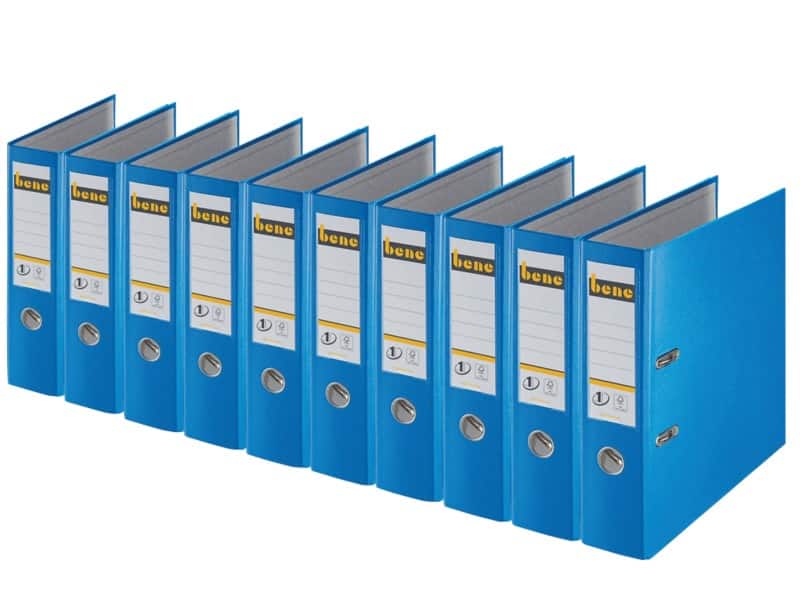 Bene No.1 Power Ordner Breit A4 80 mm Blau 2 Ringe 291400 Kunststoff Glatt Hochformat 10 Stück