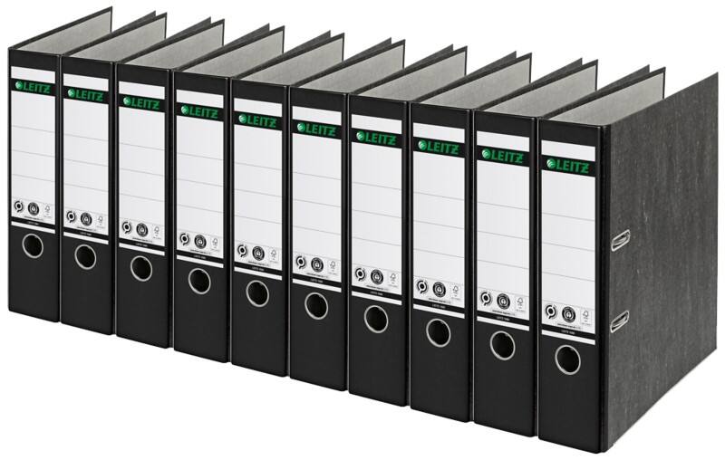 Leitz 180° Ordner Breit A4 82 mm Schwarz 2 Ringe 1080 Pappkarton Wolkenmarmor Hochformat 10 Stück
