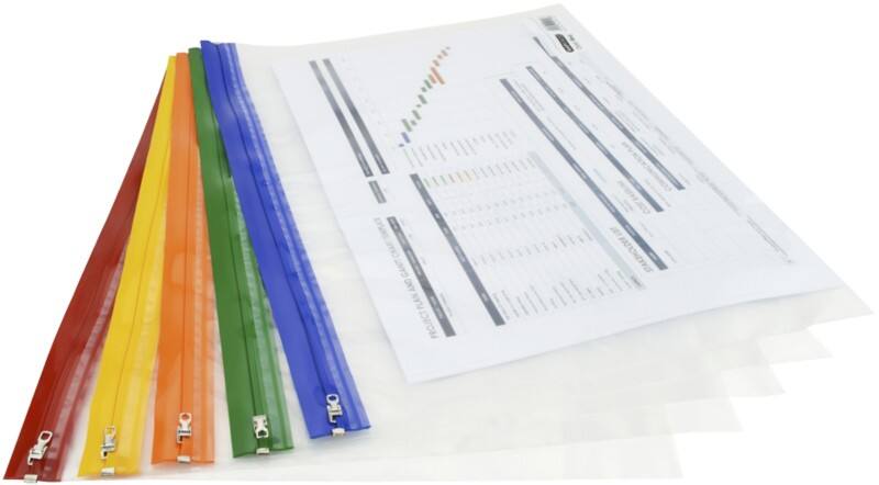 Rapesco Zippi Bags Reißverschlussbeutel A3 Reißverschluss PP (Polypropylen) 35,5 (B) x 48 (T) x 0,5 (H) cm Farbig sortiert 5 Stück
